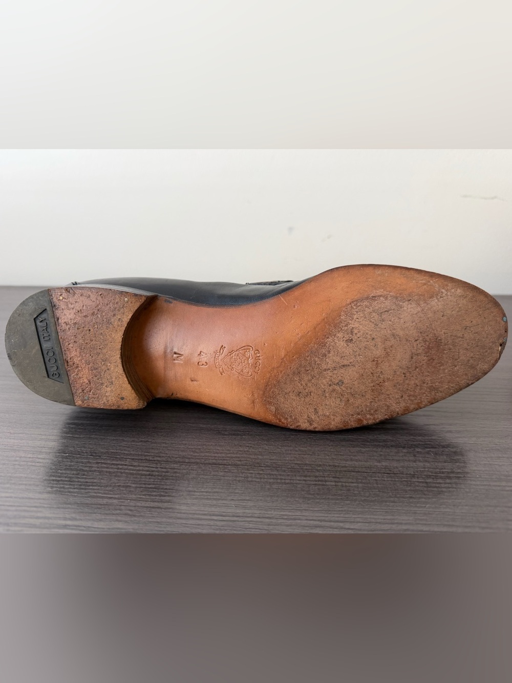 Authentic Gucci Mens Blck Leather Horsebit Loafers Made in Italy Classic Size 43 - Picture 11 of 15